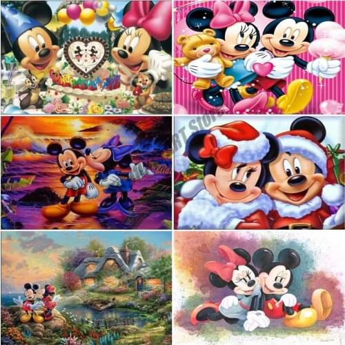 Disney Diamond Painting Mouse Lovers Full Square Diamond Embroidery Mosaic Minnie Mickey Mouse Home Decor Cross Stitch Kits Sale
