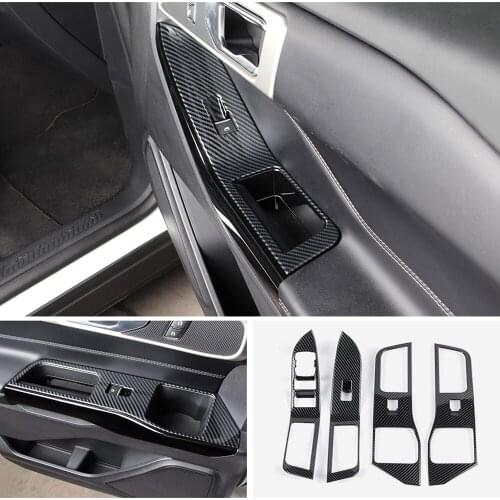 For Ford Explorer 2020 2021 ABS Carbon fiber Door Window Glass Panel Armrest Lift Switch Button Cover Trim Car Accessories