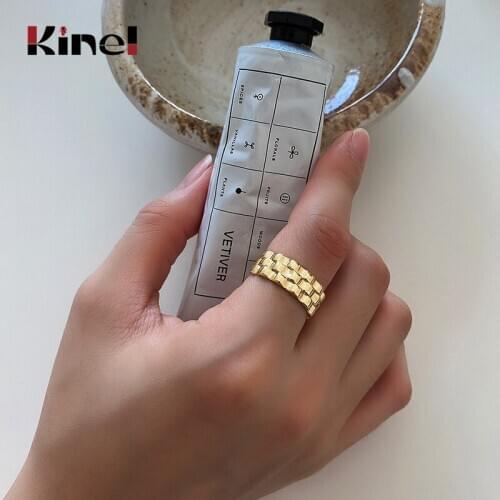 Kinel Original Design Irregular 925 Sterling Silver Finger Rings for Women 18K Plating Real Gold Fashion Jewelry