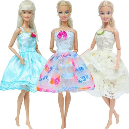 Fashion 3 Set/Lot Doll Dress White Lace Skirt Blouse Mini Gown Party Dinner Wear Clothes for Barbie Doll Accessories 12'' Toys