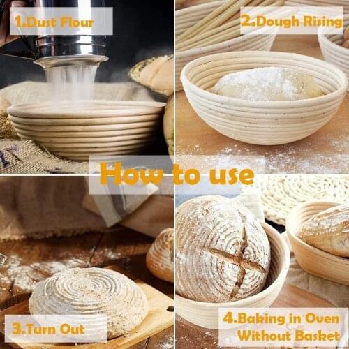 LuanQI Banneton Bread Basket Waterproof Natural Rattan Bread Proofing Basket Round Oval Baking Cake Pot Fermentation Storage