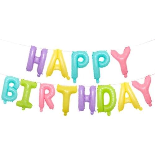 Macaron foil balloon 16inch happy birthday letter macaron latex heart rainbow foil baby balloon baby birthday party decoration