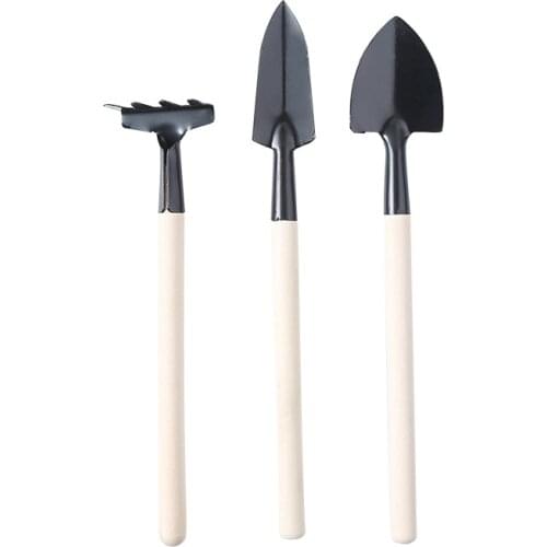 3 Pcs/set Mini Spade Shovel Harrow Flowerpot Tools Potted Plants Maintenance Wooden Handle Plant Soil Shovels Gardening Tools