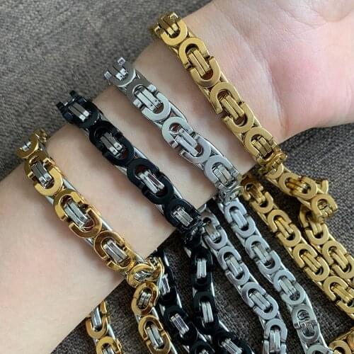 Mens Stainless Steel Chains Byzantine Necklace Gold Filled Handmade Chains Jewelry 60CM Gifts 6 8MM USENSET