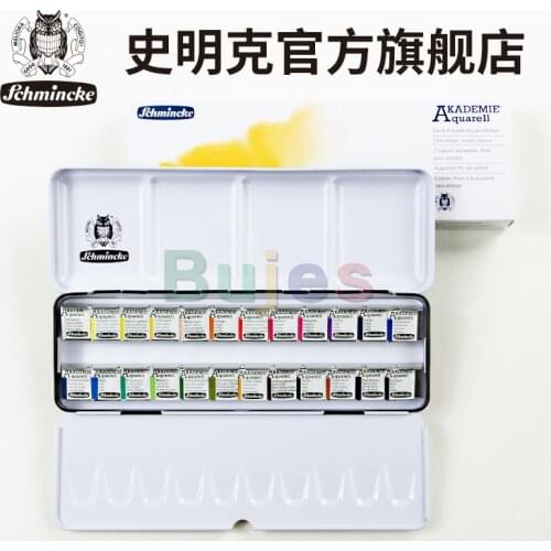 Schmincke Horadam Aquarell Half-Pan Paint Metal Set with 12 Open Spaces, Set of 36 Colors , Painting Supplies