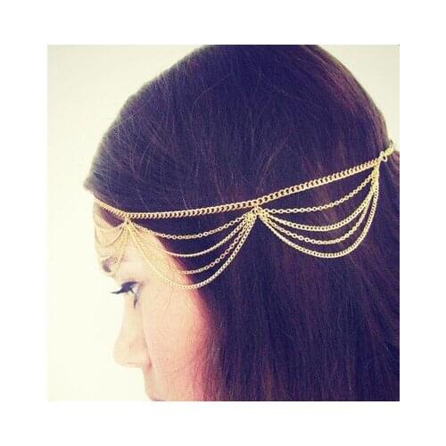 New Hair Accessories Multi-layered Chain Tassels Headbands for Women Fashion Hair Jewelry
