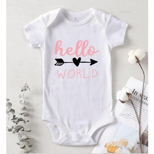 Baby Girl Clothes romper for New Born Hello World Printing Jumpsuits Cotton Clothes for Newborns Baby Girl Romper for Toddler