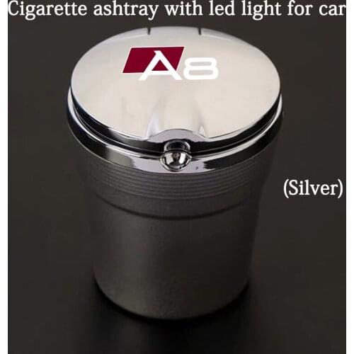 Suitable for Audi A8 accessories car ashtray with blue LED Night Light, a variety of metal style logo