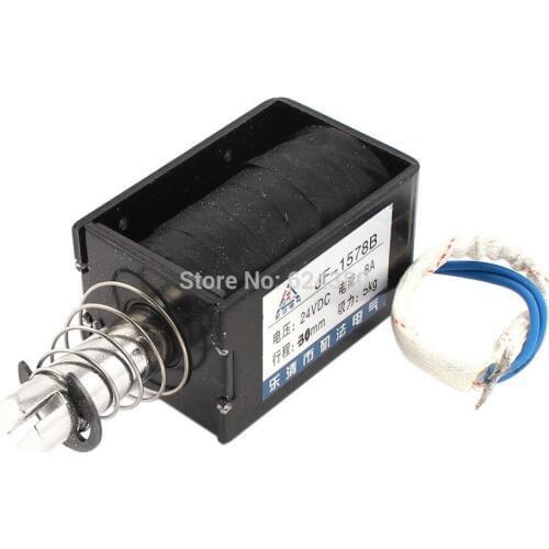 DC 24V Push Pull Type Open Frame Solenoid Electromagnet 30mm Stroke 50N 5Kg 11LB Force Discount
