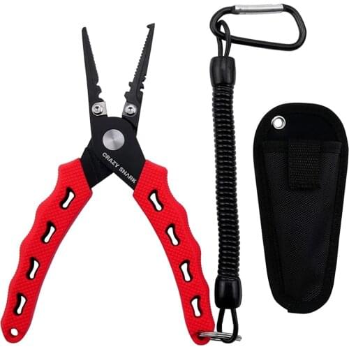 CrazyShark 115mm Mini Portable Fishing Pliers Aluminium Alloy Split Ring Hook Remover Braid Line Cutting Tools Carp Fishing