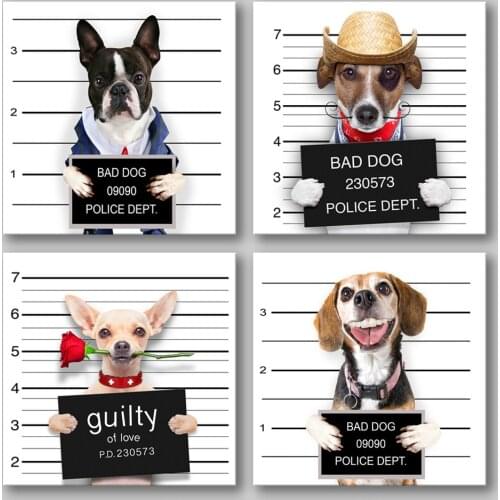 Nordic Animal Dog Police Dept Photo Bad Girl Bad Dog Decorative Canvas Painting Bedroom Living Room Baby Room Wall Art Picture