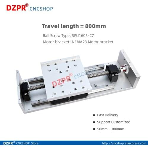 Precision CNC table Linear Modules effective stroke 800mm with linear rail HGR15 + HGH15CA + SFU1605 + Nema23 motor bracket