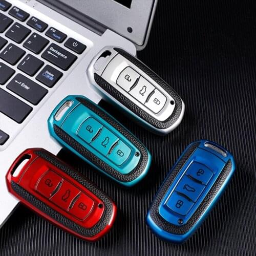 TPU Leather Car Smart Key Cover Case Shell Fob For Geely Atlas Boyue NL3 EX7 Emgrand X7 Borui SUV GT GC9 Protector Holder Chain
