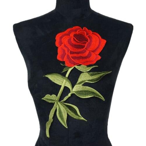 Rose Flower Embroidered Cloth Patch For Coat Decoration Accessories DIY Handmade Sewing Sweater Clothes Appliqued