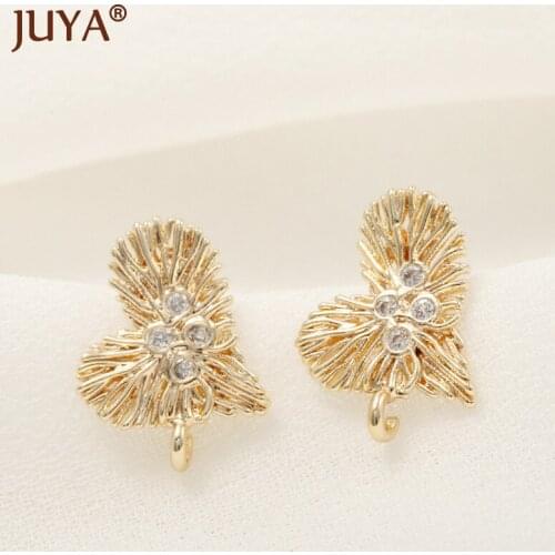 Korean Style DIY Heart Shape Crystal Earring Making Supplies Rhinestone Earring Hook For Handmade Gift Jewelry Accessories