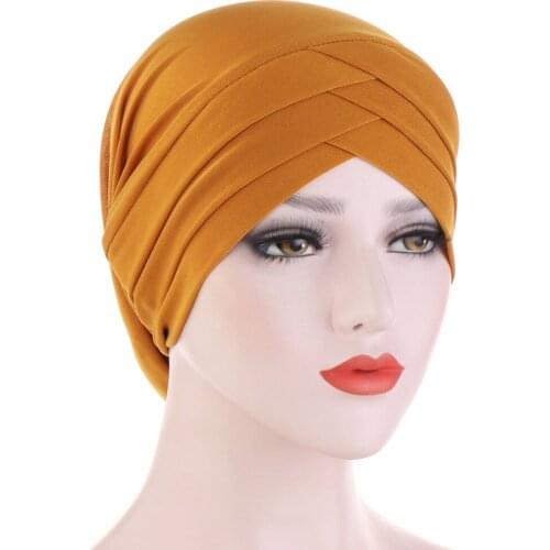Women Muslim Turban Scarf Inner Hijab Caps Ladies Islamic Cross Headband Turbante