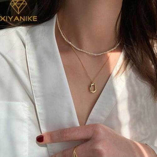 XIYANIKE 925 Sterling Silver Oval O-shaped Pendant Necklace Female Fashion Temperament Smooth Elegant Exquisite Handmade Jewelry