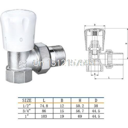 1) 1/2" BSPP Heating Radiator Angle Type Temperature-sensing Valve for Radiator