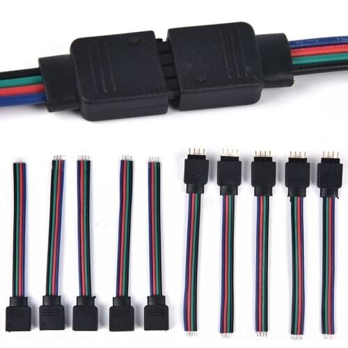 10Pcs 4Pin Male + Female Connector Cable Wire For 3528 5050 LED Strip Light