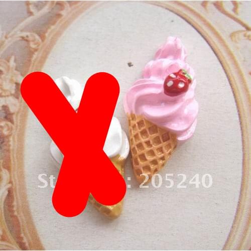20pcs Mixed 2colors Cute Resin Icecream For Diy Decoration