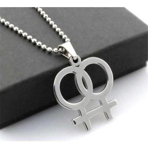 2020 Fashion LGBT Gay Pride Rainbow Girl Boy Symbol Necklaces Pendant Stainless Steel Necklace Men Jewelry