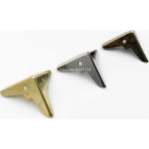 24pcs Mini Small Decor Antique Brass Golden Silvery Jewelry Chest Wine Box Wooden Case Iron Metal Corner Protector with Nail