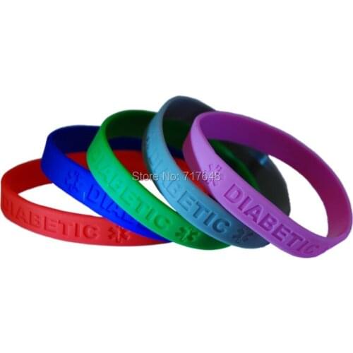 300pcs debossed Medical alert diabetic wristband silicone bracelets free shipping by FEDEX