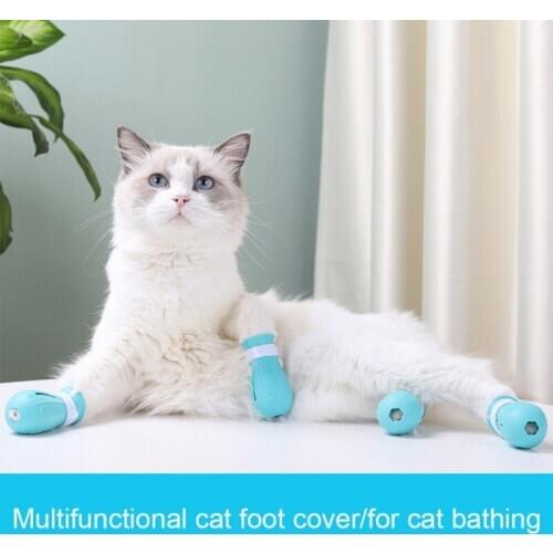 4Pcs/lot Anti-biting Bath Washing Cat Claw Cover Cut Nails Foot Cover Pet Paw Protector for Anti-Scratch Cat Shoes Boots