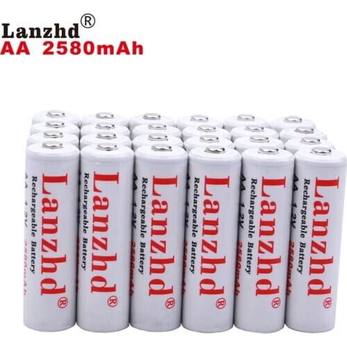 24pcs rechargeable batteries AA 1.2V lithium battery Pro AA 2580mAh 1.2 V NI-MH For flashlight toy preheated battery 2A