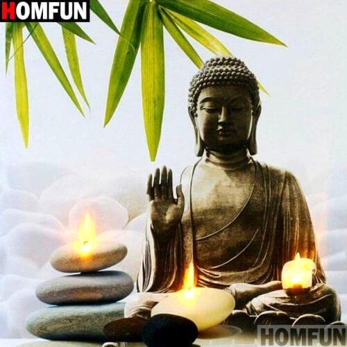 HOMFUN Full Square/Round Drill 5D DIY Diamond Painting "Religious Buddha" 3D Embroidery Cross Stitch 5D Home Decor A13788