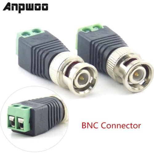 ANPWOO 2/5/10pcs DC BNC Male female Connector Coax CAT5 Video Balun Adapter Plug for Led Strip Lights CCTV Camera Accessories
