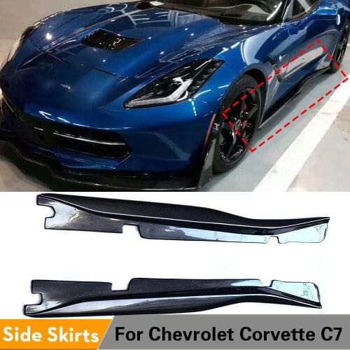 Auto Car Side Skirts Body Kit For Chevrolet Corvette C7 2013 - 2018 Car Door Bumper Lip Skirts Aprons Body Kits Carbon Fiber