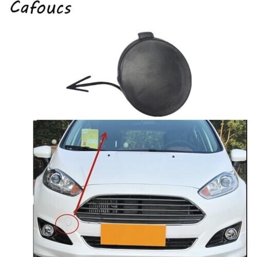 Cafoucs Car Front Bumper Towing Hook Cover Trailer Cap For Ford Fiesta 2013 2014 2015 Primed color