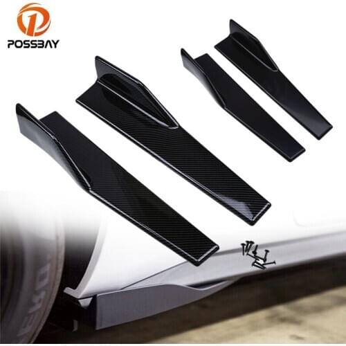POSSBAY A Pair Universal Carbon Fiber Car Bumper Skirt Spoiler Anti-crash Modified Car Body Side Surround Bumper Winglet Wings