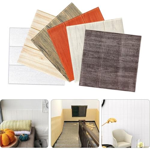 35*35 cm 3D Wood Grain Stickers PE Foam Decorative Self Adhesive Wallpaper DIY Brick Living Room Kids Safety Bedroom Home Decor