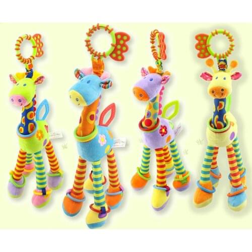 Infant Baby Cotton Giraffe Shape Rattle Hand Bell Toy Mobile Stroller Plush Doll Infant Toddler Toys Baby Early Educational Doll