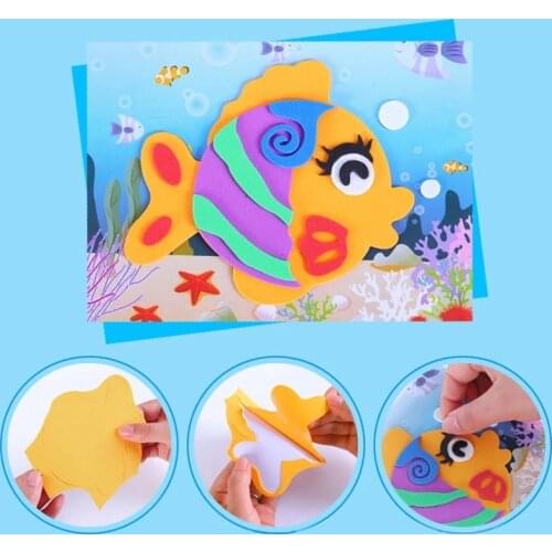 Kids DIY Cartoon Animal 3D EVA Foam Sticker Puzzle Handmade Early Learning Educational Toys for Children Craft Gift