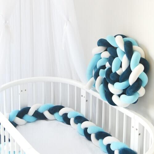 3M Length Long Knotted Braid Pillow Baby Bed Bumper Baby Room crib protection girls and boys