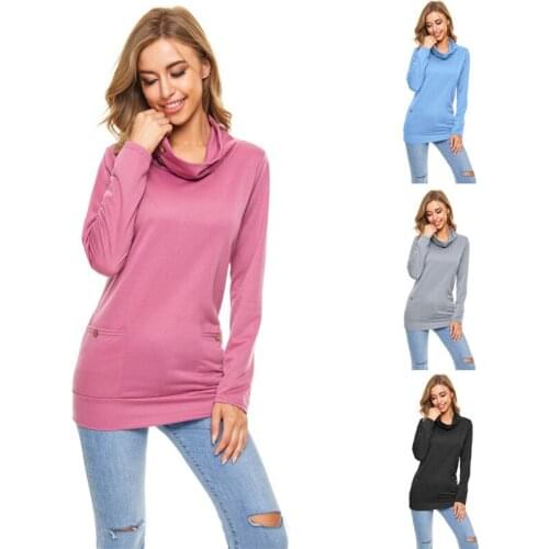 Long Sleeve T-Shirt Women Loose 2021 Autumn Tees Pockets Buttons Streetwear Work Tops Sports Black Tracksuit Plus Size