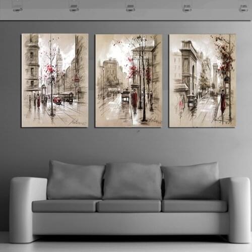 3 Pieces/Set Art Pictures Walking In The Street Alone Decor More Styles On The Wall Printed Canvas Pictures Wall Paintings