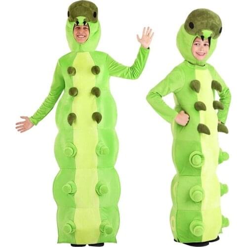 Adult Children Cosplay Costumes Green Worm Caterpillar Role-playing Party Children Halloween Animal Costume Carnival Clothing