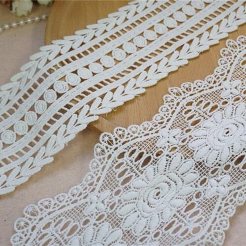 Beautiful Cotton Embroidery Flower Lace Trim for Sewing Applique Collar DIY Ribbon Trim Bridal Dress guipure lace trim