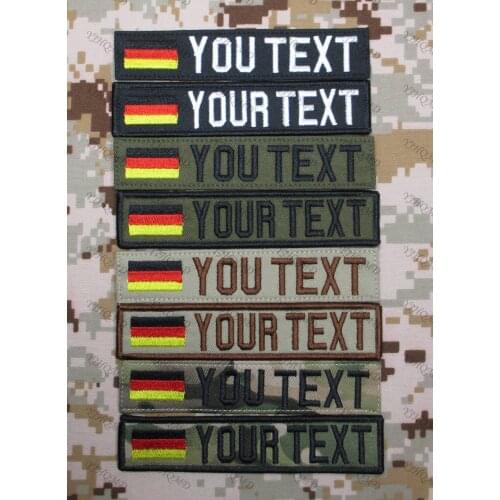 Germany Flag Custom Name tape patch Hebrew Letter Hook and loop Embroidery custom patch Multicam Green ACU Black AU FG Tan