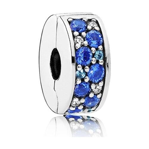 5PCS HTevak New Accessories Silver Color Crystal Round Spacer Clip DIY Beads Fits Charms Original Bracelets For Women Men Gifts