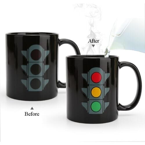 New Porcelain Signal light Discoloration Mugs,Ceramic Color Changing Cup Heat Sensitive Magic Coffee Mugs,puer Cups Drinkware