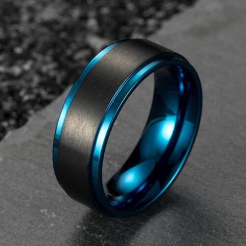 8mm Stainless Steel Engagement Rings for Men Jewelry Vintage Double Color Wedding Band Bulk Items Wholesale Price man ring