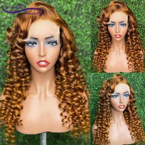 Lace Frontal Human Hair Wigs Orange Ginger Color 13x4 Lace Front Wigs Wavy Human Hair Wigs Pre Plucked 180% Density Remy Hair