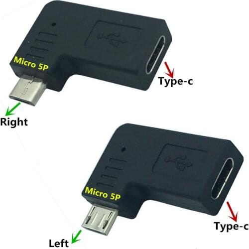 Micro USB 90° Angle Male to USB 3.1 Type C Female Adapter