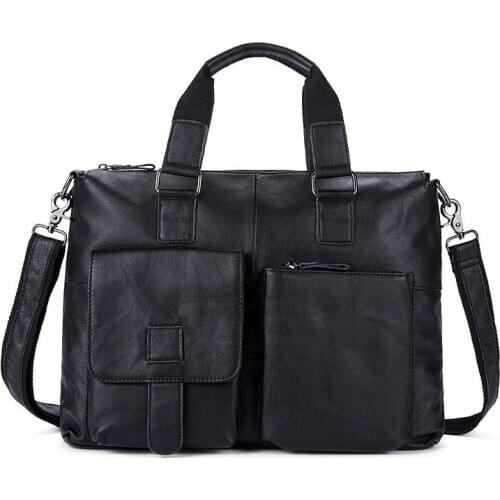 Briefcase Messenger Bags Man Shoulder Bag Postman Male Handbags Genuine Leather Mens Briefcase Vintage Business Computer Bag
