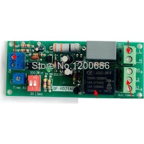 Delay Turn off switch relay AC 100V 110V 120V 220V Delay Time Control Relay 10S 30S 1MIN 5MIN 10min 30min delay off relay